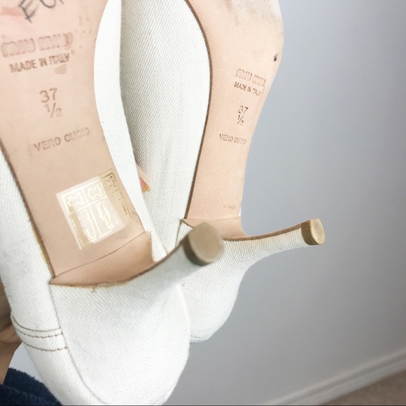 MIU MIU | CANVAS BOWTIE HEELS - Picture 7 of 8